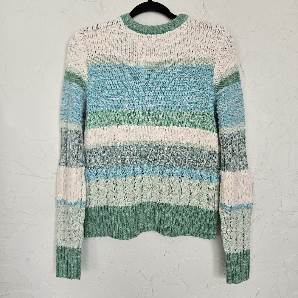 Cabi Knit Color Block Green Blue Sweater - Picture 5 of 8